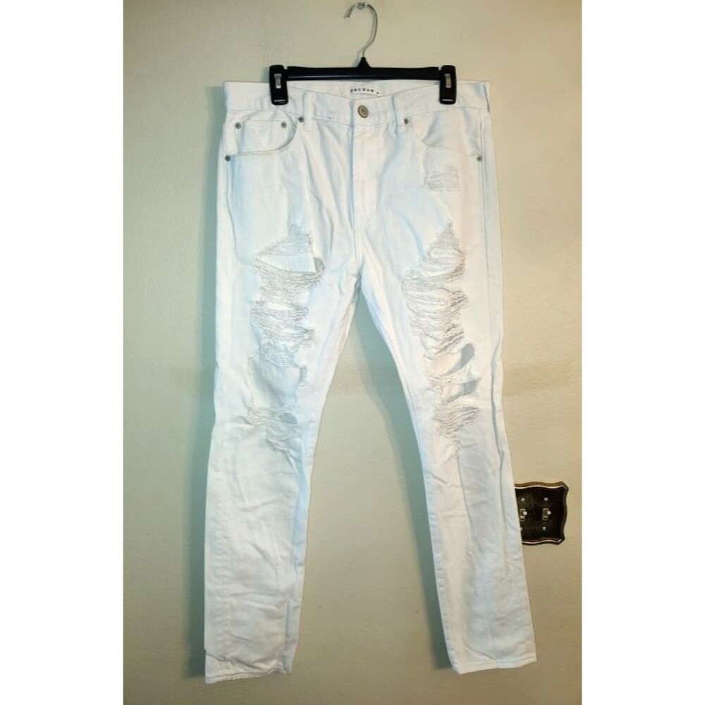 Men's Pacsun White Distressed Jeans Size 32 X 32 Inseam 30"